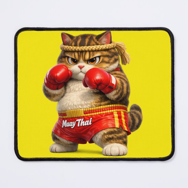 Item preview, Grumpy Muay Thai Cat | Fierce Boxing Cat Digital Illustration designed and sold by Grump and Co.