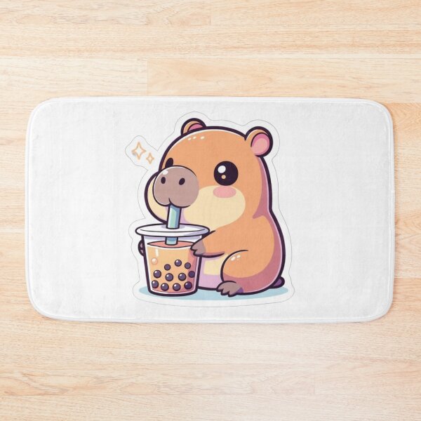 Item preview, Boba Tea Capybara Sticker | Cute Kawaii Capybara Drinking Bubble Tea | Funny Die-Cut Sticker designed and sold by  PixelPop Studio.