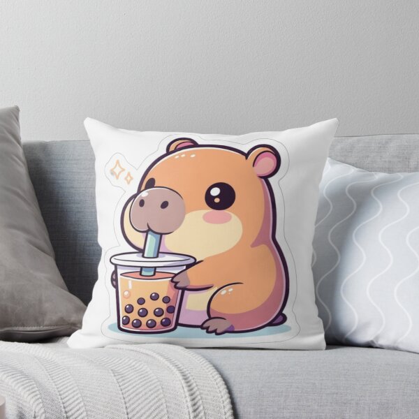 Item preview, Boba Tea Capybara Sticker | Cute Kawaii Capybara Drinking Bubble Tea | Funny Die-Cut Sticker designed and sold by  PixelPop Studio.