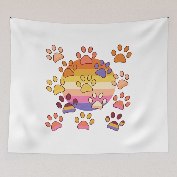 Item preview, Doodle paw print Retro Sunset designed and sold by SoyLamderma.