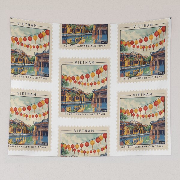 Item preview, Hoi An Vietnam Lantern Old Town Bridge Stamp Sticker designed and sold by stickercuffs.