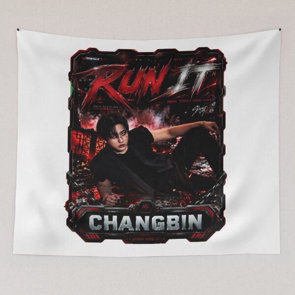 Item preview,  Stray Kids Changbin Run It dark metal typography art designed and sold by Valeree Store.