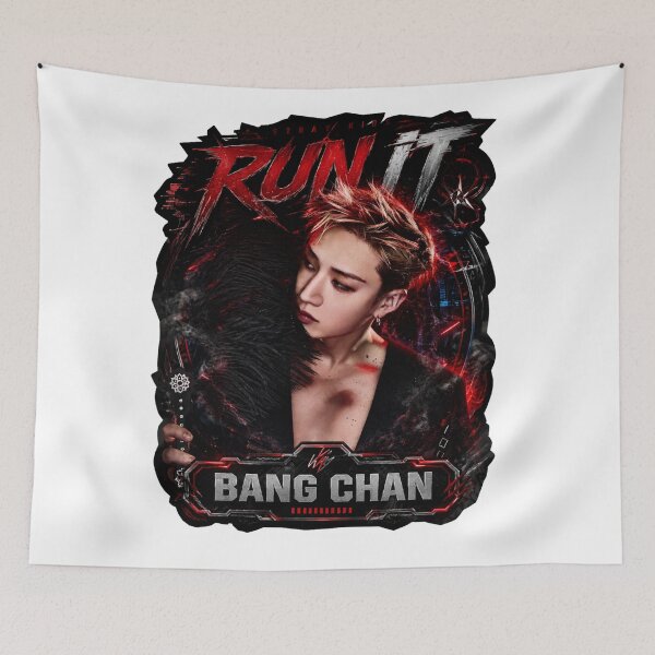 Item preview, Bang Chan Stray Kids Run It red lightning concert poster art designed and sold by Valeree Store.