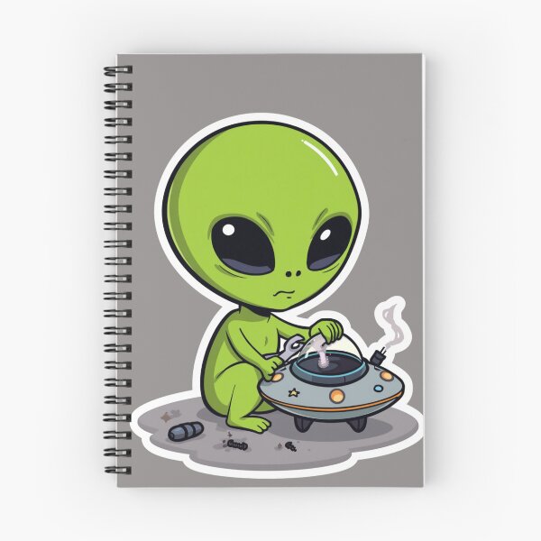 Item preview, UFO Broke Again | Cute Alien Mechanic designed and sold by SmokingAlien.
