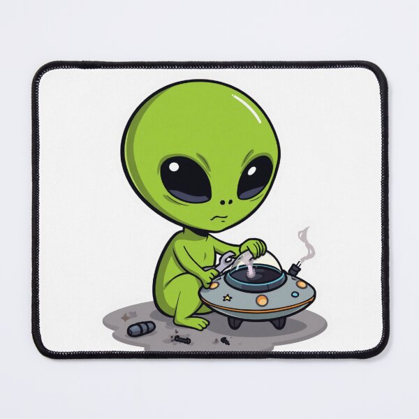 Item preview, UFO Broke Again | Cute Alien Mechanic designed and sold by SmokingAlien.