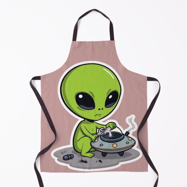 Item preview, UFO Broke Again | Cute Alien Mechanic designed and sold by SmokingAlien.