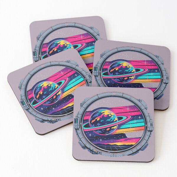 Item preview, Neon Retrowave Anime Space Station Porthole designed and sold by KungPowUnicorn.