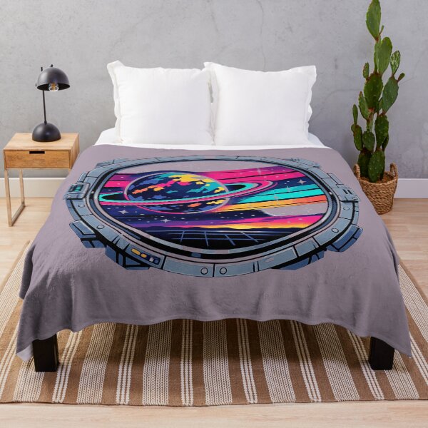 Item preview, Neon Retrowave Anime Space Station Porthole designed and sold by KungPowUnicorn.