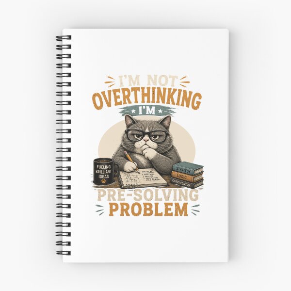 Item preview, I'm Not Overthinking I'm Pre-Solving Problems Cat T-Shirt – Funny Smart Cat Nerd Humor Design designed and sold by Artimax-Studio.