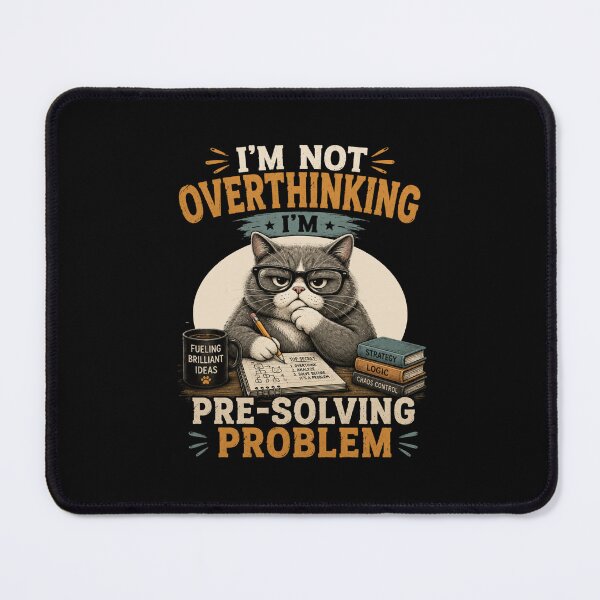 Item preview, I'm Not Overthinking I'm Pre-Solving Problems Cat T-Shirt – Funny Smart Cat Nerd Humor Design designed and sold by Artimax-Studio.