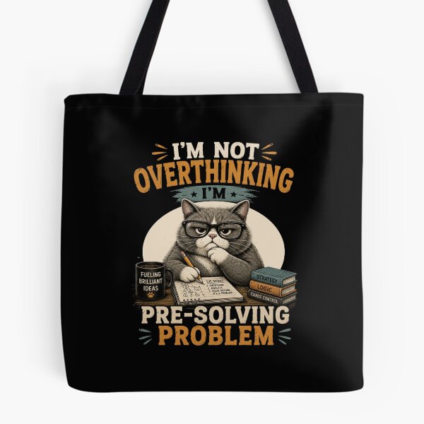Item preview, I'm Not Overthinking I'm Pre-Solving Problems Cat T-Shirt – Funny Smart Cat Nerd Humor Design designed and sold by Artimax-Studio.