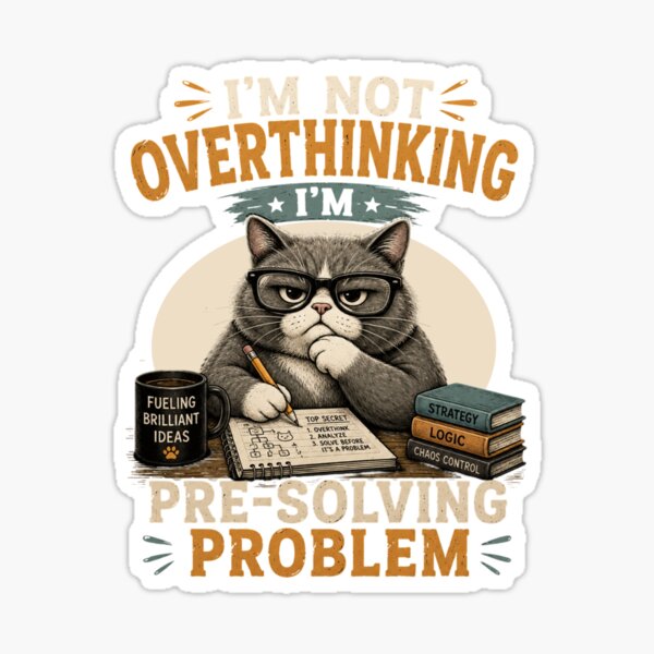 Item preview, I'm Not Overthinking I'm Pre-Solving Problems Cat T-Shirt – Funny Smart Cat Nerd Humor Design designed and sold by Artimax-Studio.