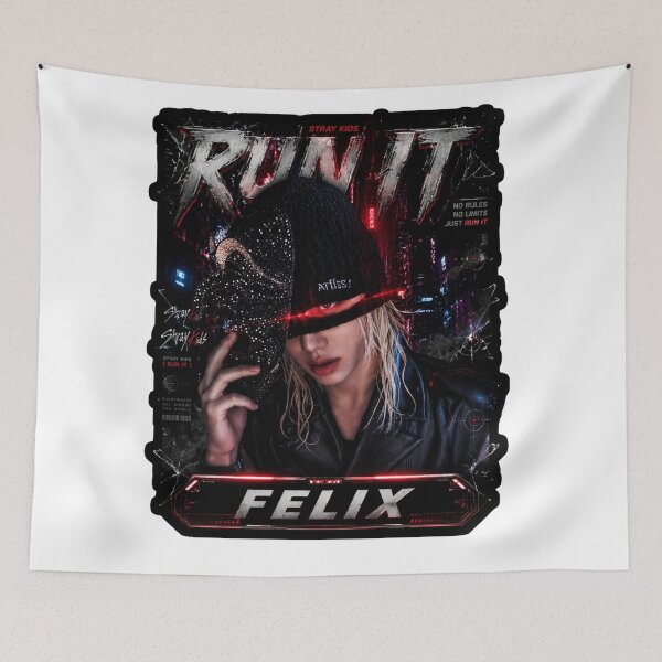 Item preview, Stray Kids Lee Felix Run It high energy red stage graphic designed and sold by Valeree Store.