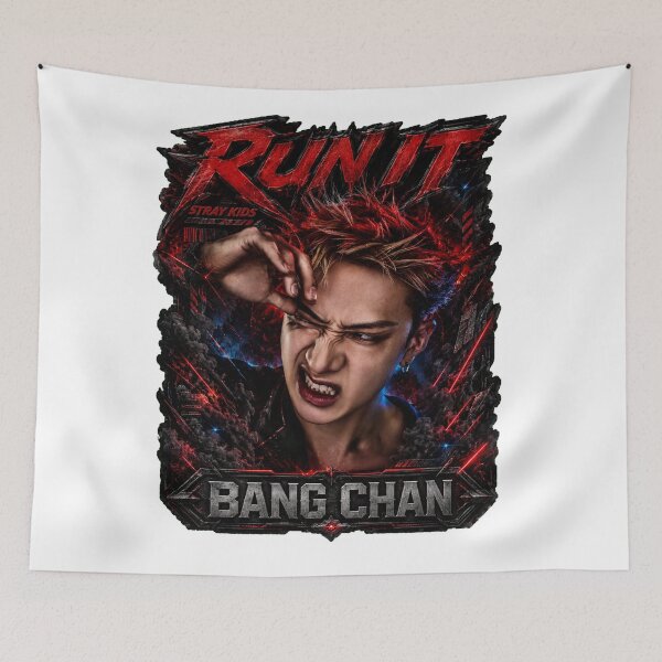 Item preview, Stray Kids Bang Chan Run It dark crimson tour banner graphic designed and sold by Valeree Store.