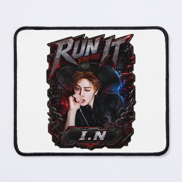 Item preview, I.N Stray Kids Run It sharp glare dark crimson stage poster designed and sold by Valeree Store.