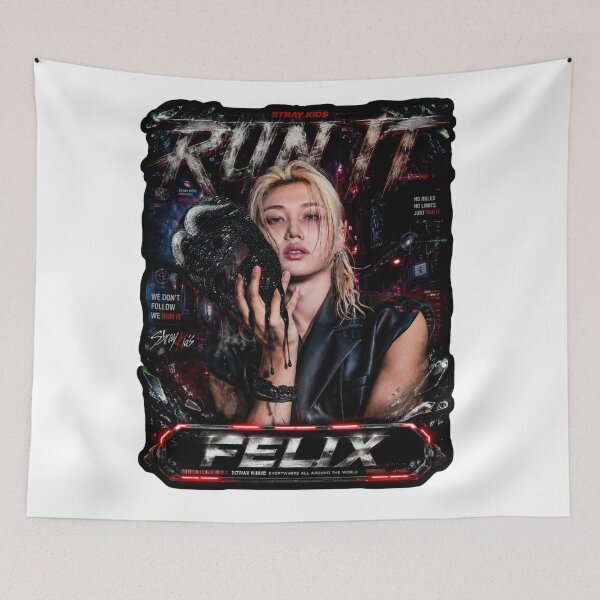 Item preview,  Lee Felix Run It Dark Red Electric Cyberpunk Poster designed and sold by Valeree Store.