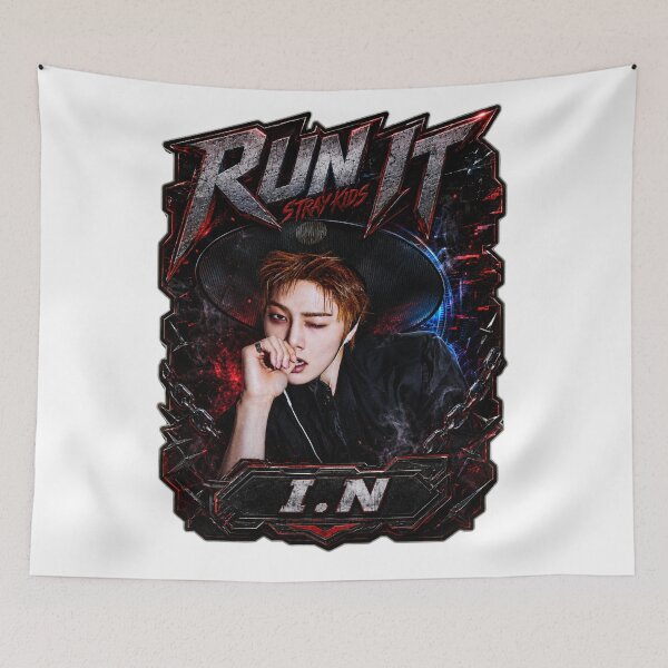 Item preview,  I.N Stray Kids Run It sharp glare dark crimson stage poster designed and sold by Valeree Store.