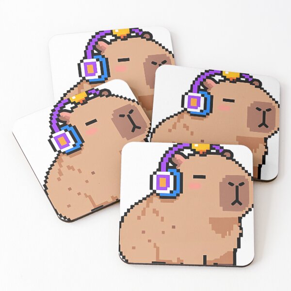 Item preview, Pixel Capybara with Headphones designed and sold by pumsquare.