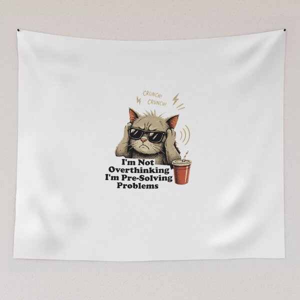 Item preview, I'm Not Overthinking I'm Pre-Solving Problems Cat  – Funny Smart Cat Nerd Humor Design designed and sold by Artimax-Studio.