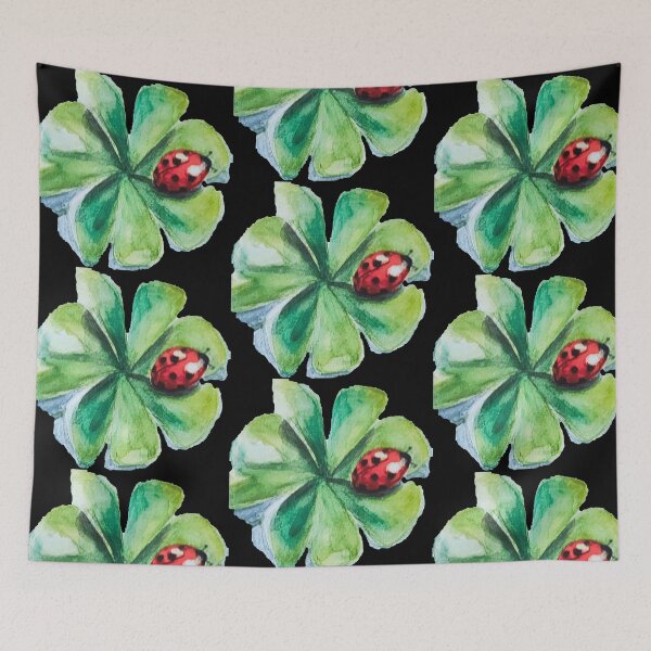 Item preview, Watercolor Four Leaf Clover Ladybug Lucky Charm Art designed and sold by Tokraz-art.