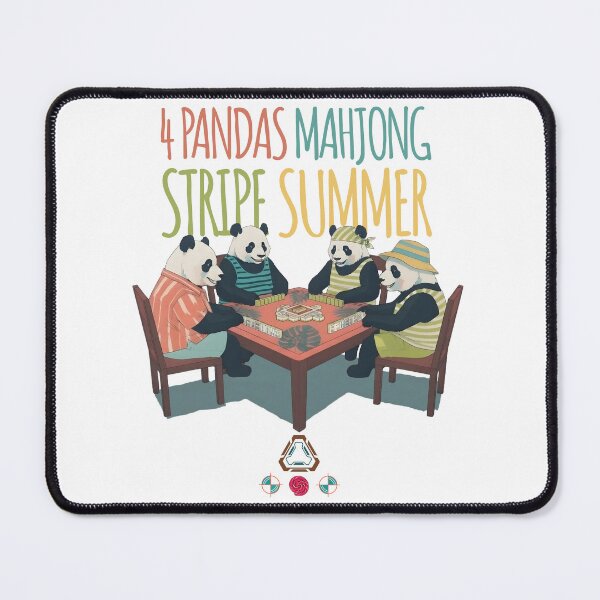Item preview, 4 Pandas Mahjong Stripe Summer – Cute Retro Gaming Design designed and sold by m-yoga-store.