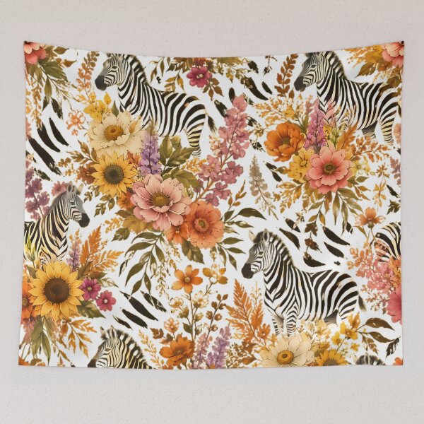 Item preview, Zebra Floral Pattern Vintage Botanical Print designed and sold by Linework Studio.