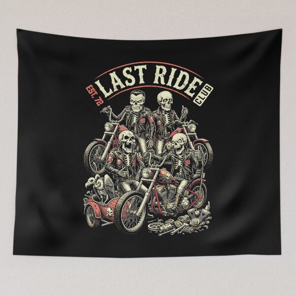Item preview, Vintage Motorcycle Last Ride Club Funny Skeleton Bikers designed and sold by GrandeDuc.