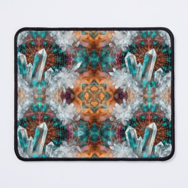 Item preview, Golden Teal Geometric Crystal Mandala designed and sold by IntelliMindDesigns.