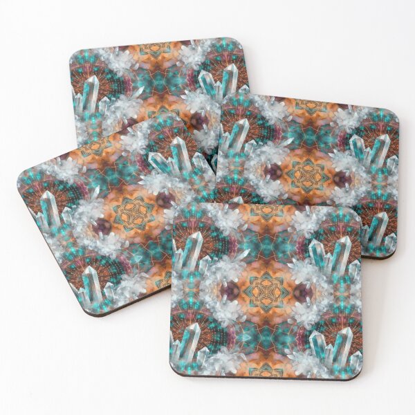 Item preview, Golden Teal Geometric Crystal Mandala designed and sold by IntelliMindDesigns.