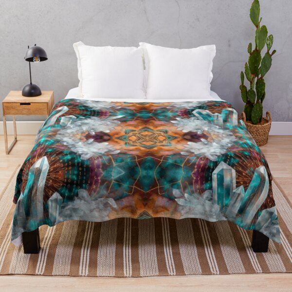 Item preview, Golden Teal Geometric Crystal Mandala designed and sold by IntelliMindDesigns.
