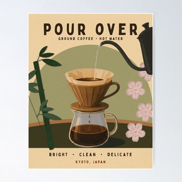 Item preview, Pour Over Retro Coffee Poster | Kyoto designed and sold by Clementine Club.