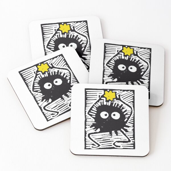 Item preview, Susuwatari, Soot Sprites woodcut print. designed and sold by lorcagrimes.
