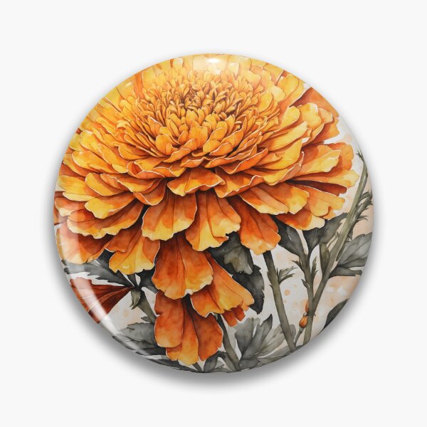 Item preview, Marigold Flower Watercolor Painting designed and sold by RawNaturePrints.