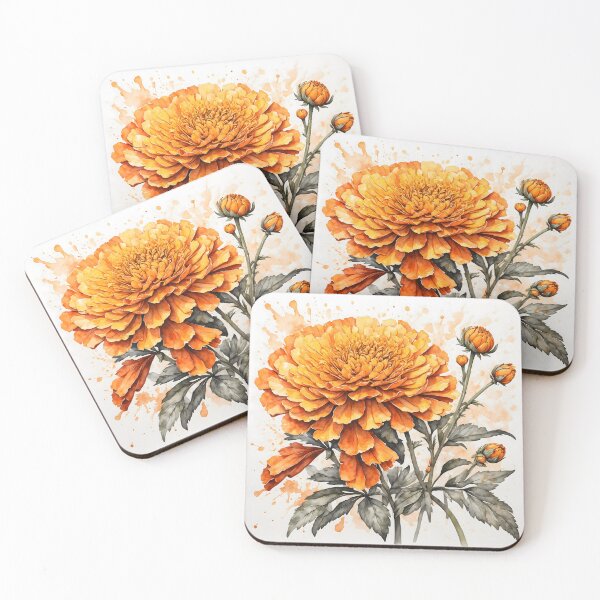 Item preview, Marigold Flower Watercolor Painting designed and sold by RawNaturePrints.