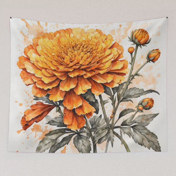 Item preview, Marigold Flower Watercolor Painting designed and sold by RawNaturePrints.