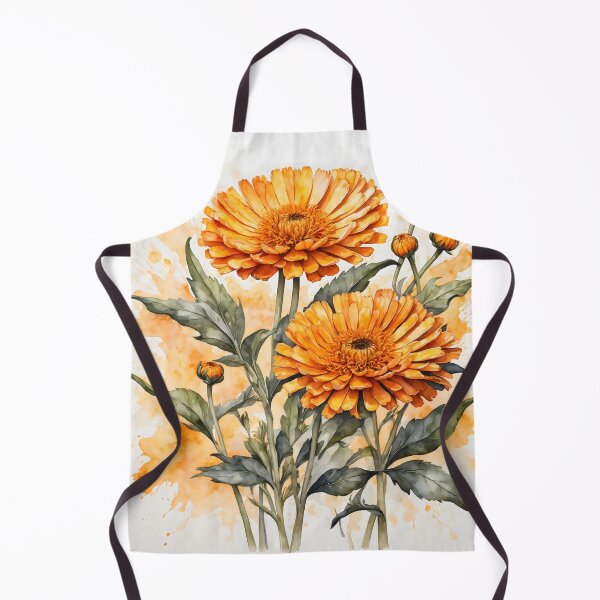 Artikelvorschau, Aquarellmalerei einer Ringelblume entworfen und verkauft von RawNaturePrints.