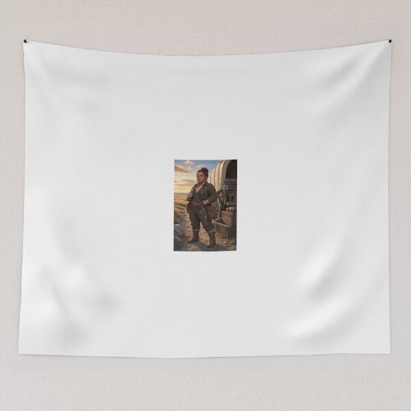 Item preview, Pioneer woman in frontier attire at sunset designed and sold by CathryneDelamort.