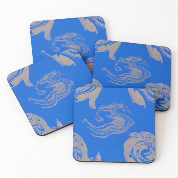 Item preview, Blue and Gold Liquid Marble Swirl Abstract Pattern designed and sold by CaramelCo.