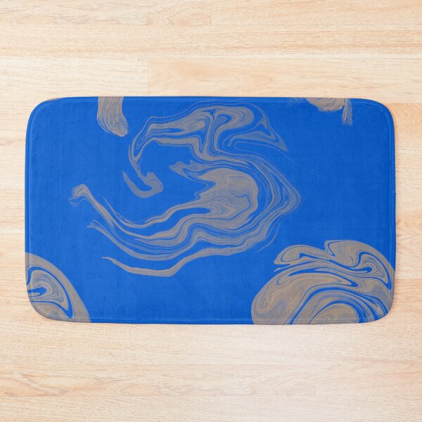 Item preview, Blue and Gold Liquid Marble Swirl Abstract Pattern designed and sold by CaramelCo.