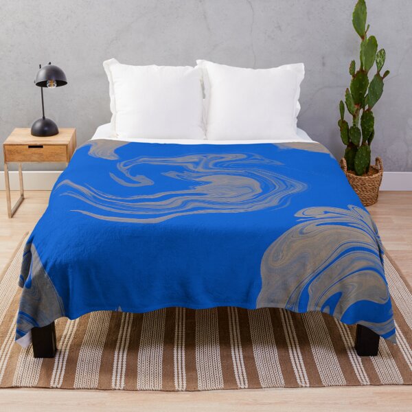 Item preview, Blue and Gold Liquid Marble Swirl Abstract Pattern designed and sold by CaramelCo.