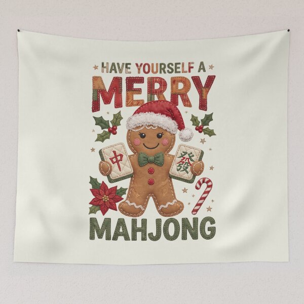 Item preview, Merry Mahjong Gingerbread Patchwork Style Xmas Cottagecore designed and sold by SunfullyYours.