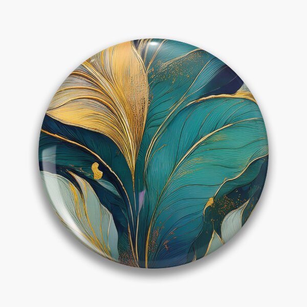 Item preview, Golden Tropical Leaves , Abstract Botanical Wall Art in Teal & Gold designed and sold by alcame-photo.