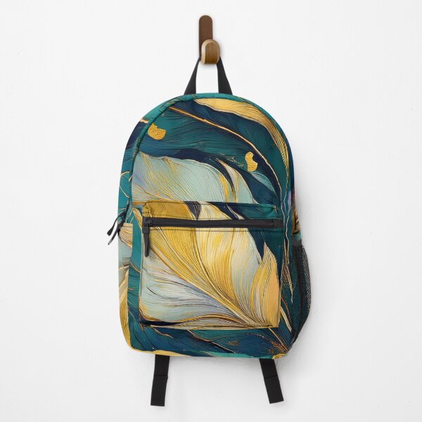 Item preview, Golden Tropical Leaves , Abstract Botanical Wall Art in Teal & Gold designed and sold by alcame-photo.