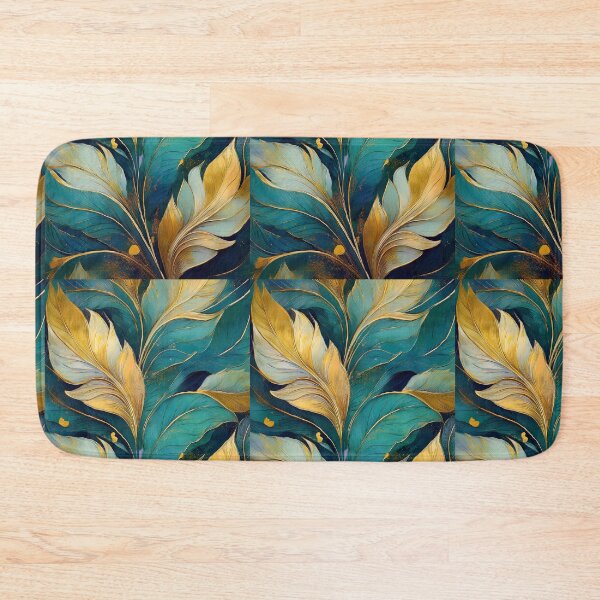 Item preview, Golden Tropical Leaves , Abstract Botanical Wall Art in Teal & Gold designed and sold by alcame-photo.