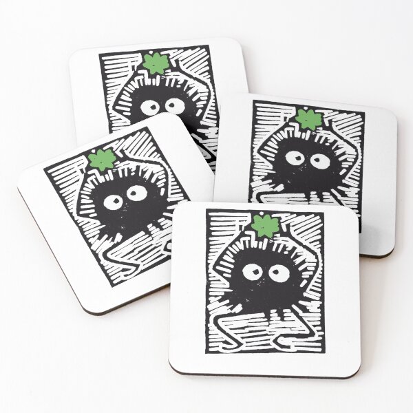 Item preview, Susuwatari, Soot Sprites woodcut print. Green Star designed and sold by lorcagrimes.