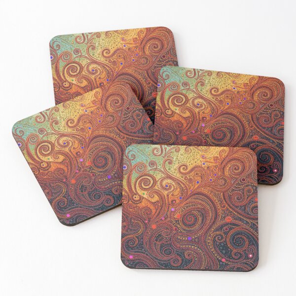 Item preview, Intricate Golden Swirls Abstract Mosaic Tentacle Art designed and sold by GrinGalore.