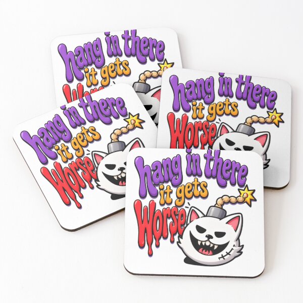 Item preview, Hang In There It Gets Worse Sarcastic Cat Humor Pessimistic Goth designed and sold by HumansStuck12.