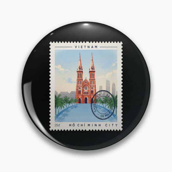 Item preview, Ho Chi Minh City Vietnam Basilica Skyline Stamp Sticker designed and sold by stickercuffs.