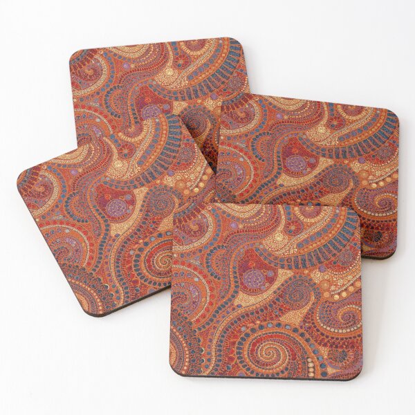 Item preview, Terracotta Mosaic Swirls Sapphire Crimson Gold Paisley Pattern designed and sold by GrinGalore.