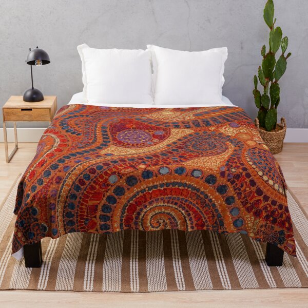 Item preview, Terracotta Mosaic Swirls Sapphire Crimson Gold Paisley Pattern designed and sold by GrinGalore.